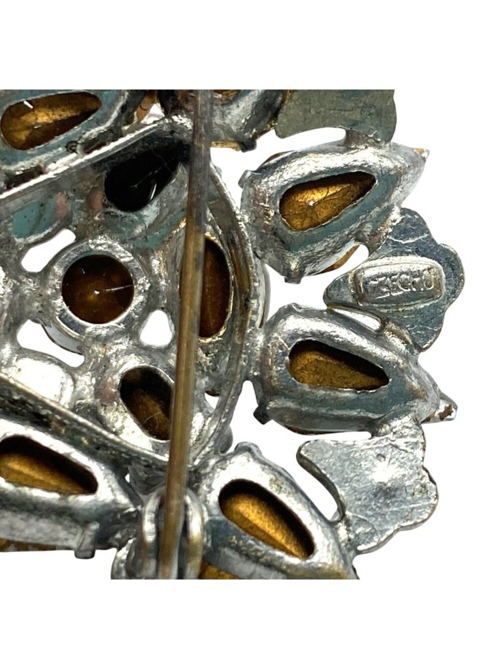 Czech Czechoslovakian Rhinestone Brooch Pin Vintage 40's 50's MARKED! - Picture 8 of 9